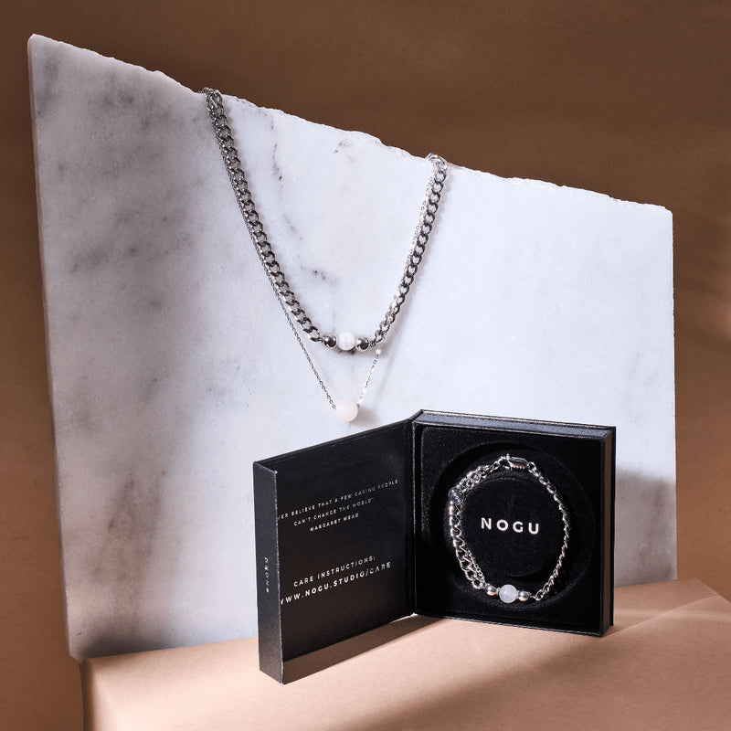 Rosenquarz x Silber | Edelstein-Kettenarmband