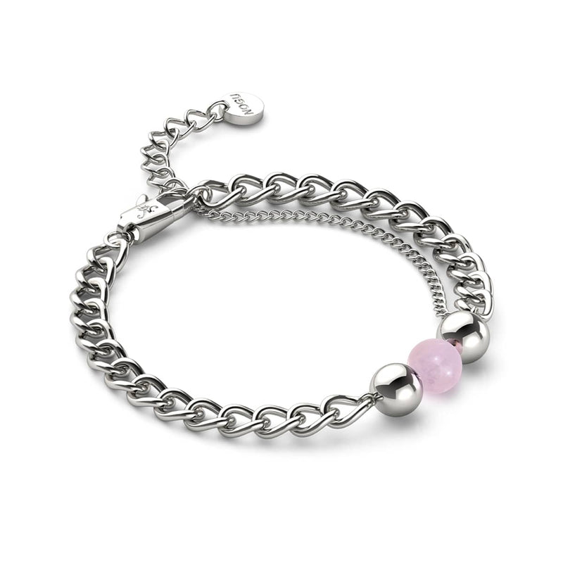 Rosenquarz x Silber | Edelstein-Kettenarmband