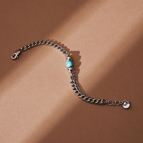 Türkis x Silber | Edelstein-Kettenarmband