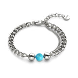 Türkis x Silber | Edelstein-Kettenarmband