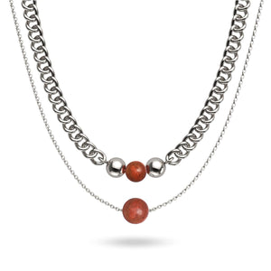 Roter Jaspis x Silber | Edelsteinkette