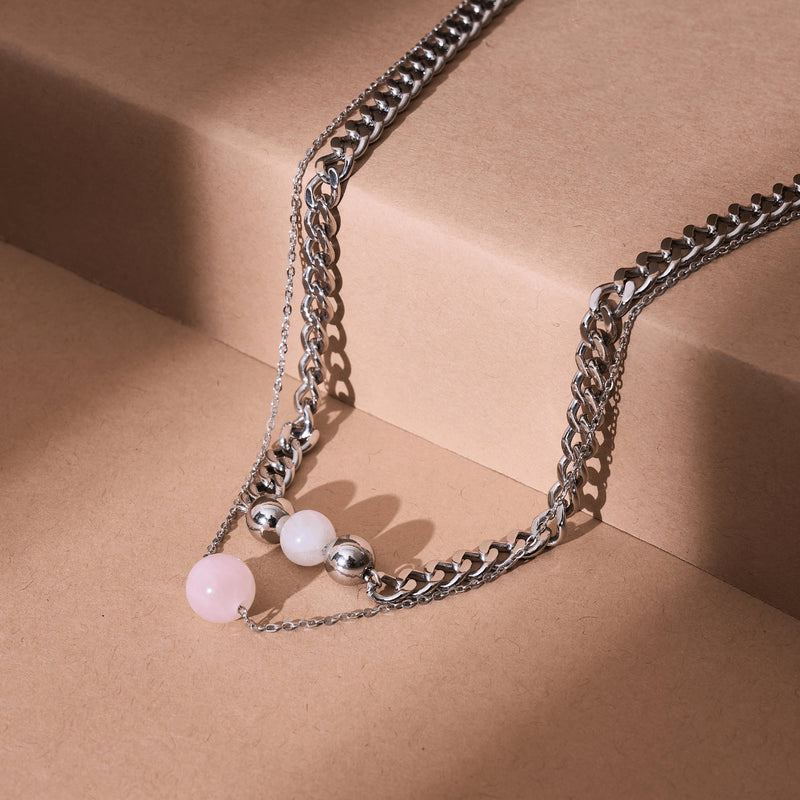 Rosenquarz x Silber | Edelsteinkette