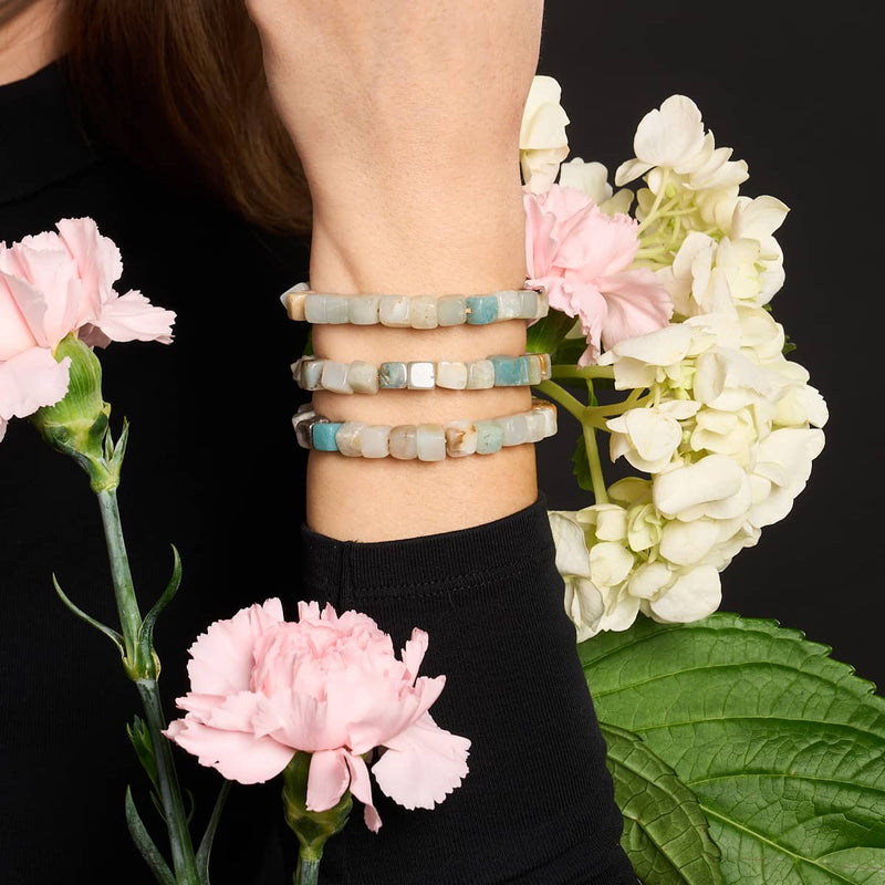 Amazonien | Silber | Edelstein-Kieselstein-Makramee-Armband