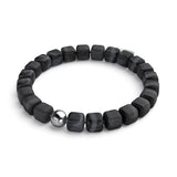Schwarzer Achat | Silber | Edelstein-Kieselstein-Armband