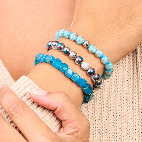 Blauquarz | Silber | Edelstein-Kieselstein-Makramee-Armband