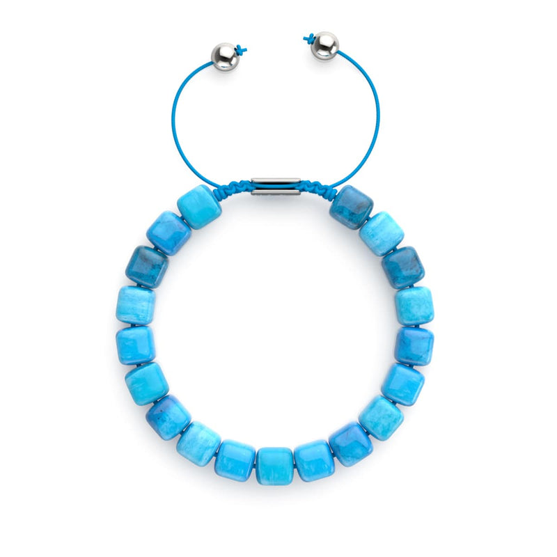 Blauquarz | Silber | Edelstein-Kieselstein-Makramee-Armband