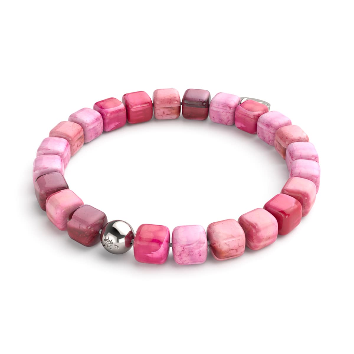 Fuchsia Achat | Silber | Edelstein-Kieselstein-Armband