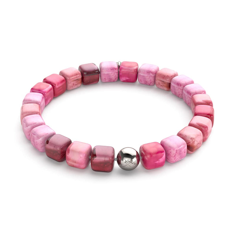 Fuchsia Achat | Silber | Edelstein-Kieselstein-Armband