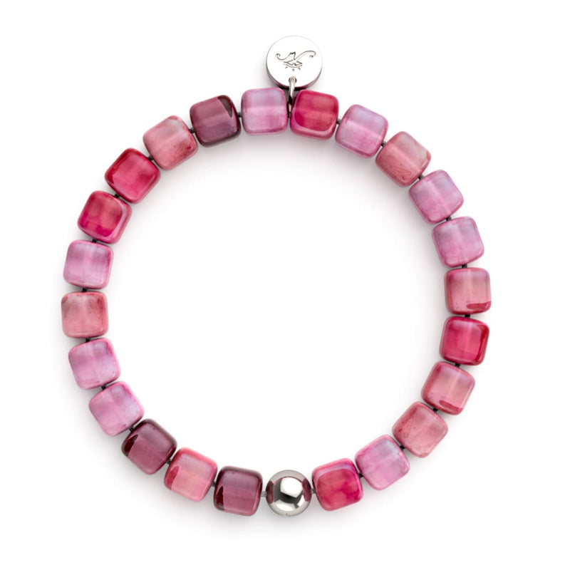 Fuchsia Achat | Silber | Edelstein-Kieselstein-Armband
