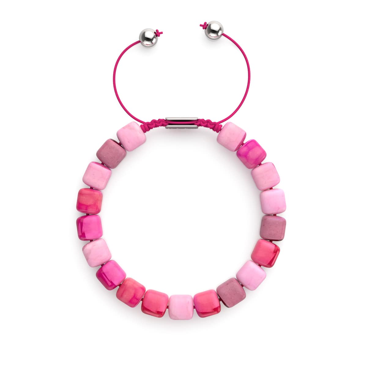 Fuchsia Achat | Silber | Edelstein-Kieselstein-Makramee-Armband