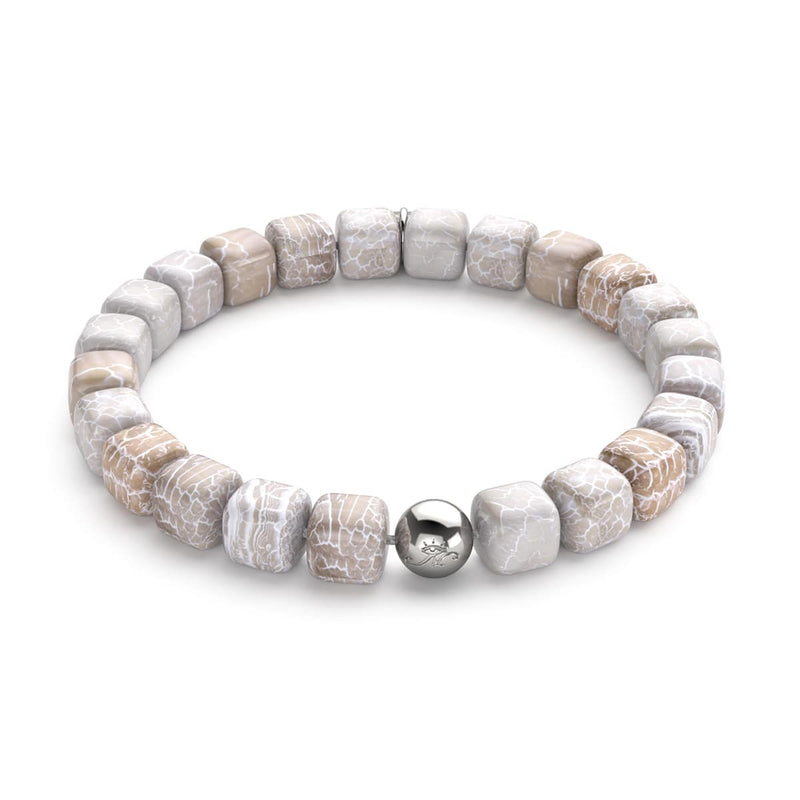 Grauer Achat | Silber | Edelstein-Kieselstein-Armband