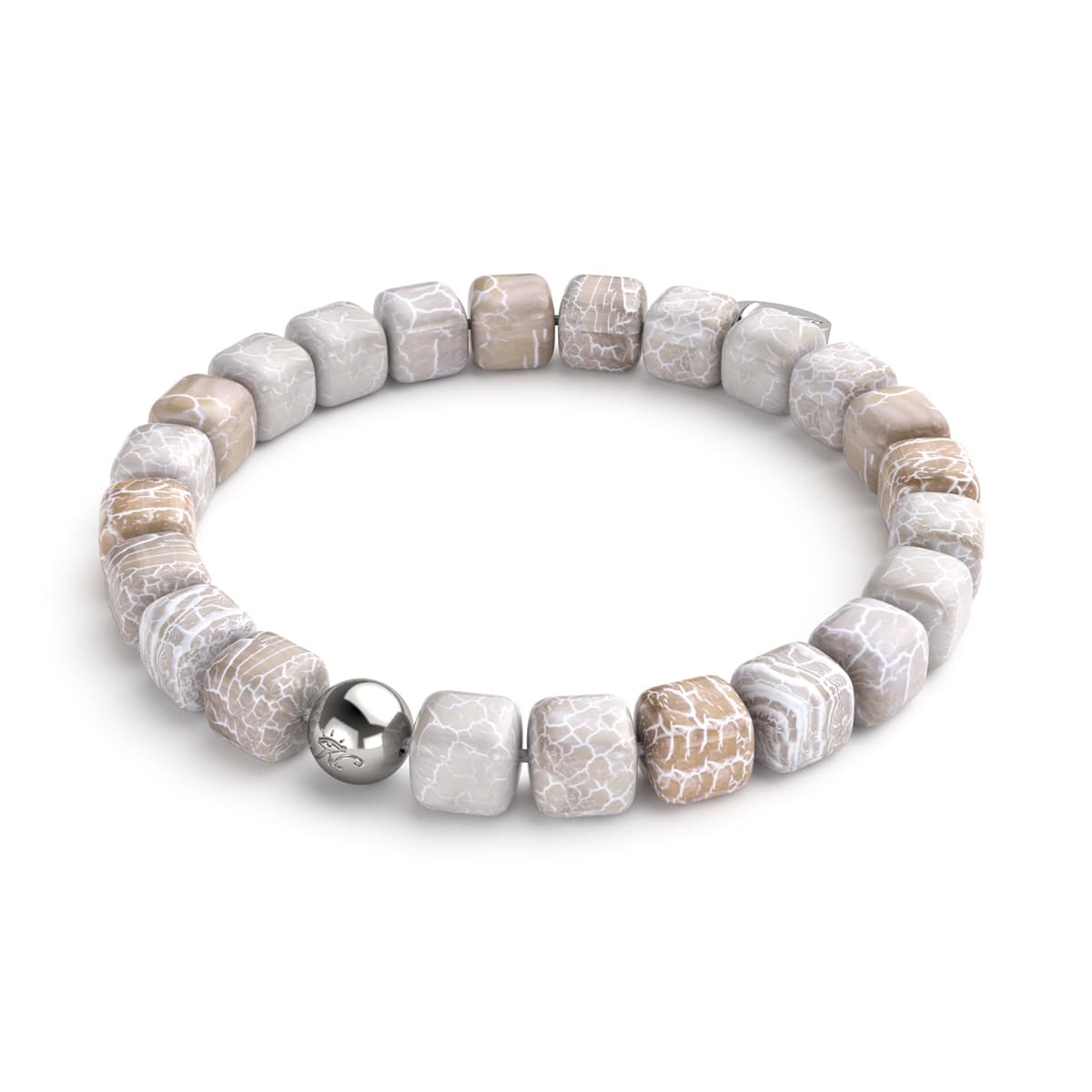 Grauer Achat | Silber | Edelstein-Kieselstein-Armband