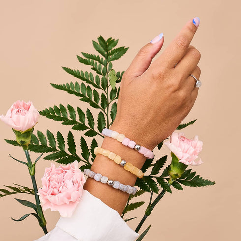 Grauer Achat | Silber | Edelstein-Kieselstein-Armband
