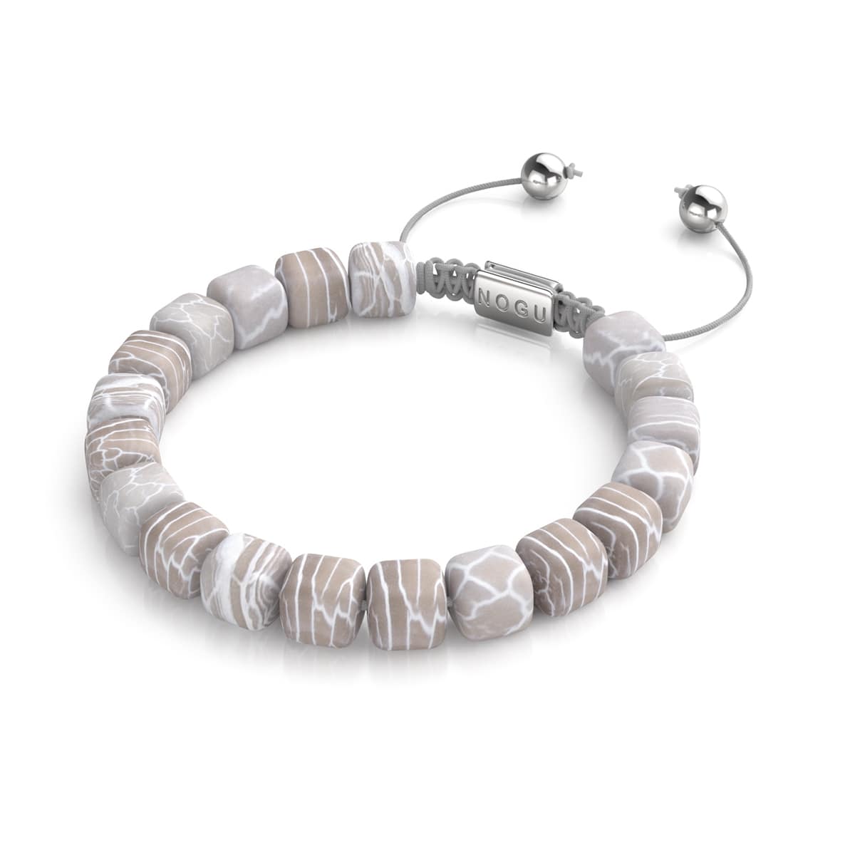 Grauer Achat | Silber | Edelstein-Kieselstein-Makramee-Armband