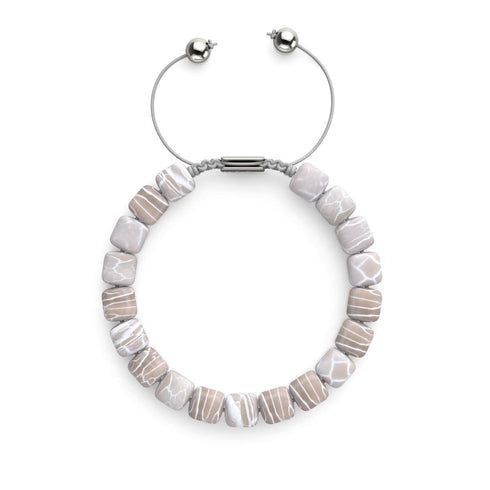 Grauer Achat | Silber | Edelstein-Kieselstein-Makramee-Armband