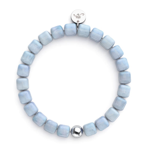 Hellblauer Quarz | Silber | Edelstein-Kieselstein-Armband