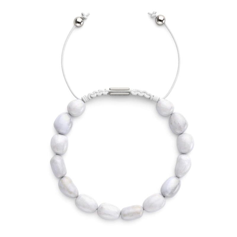 Mondstein | Silber | Edelstein-Kieselstein-Makramee-Armband