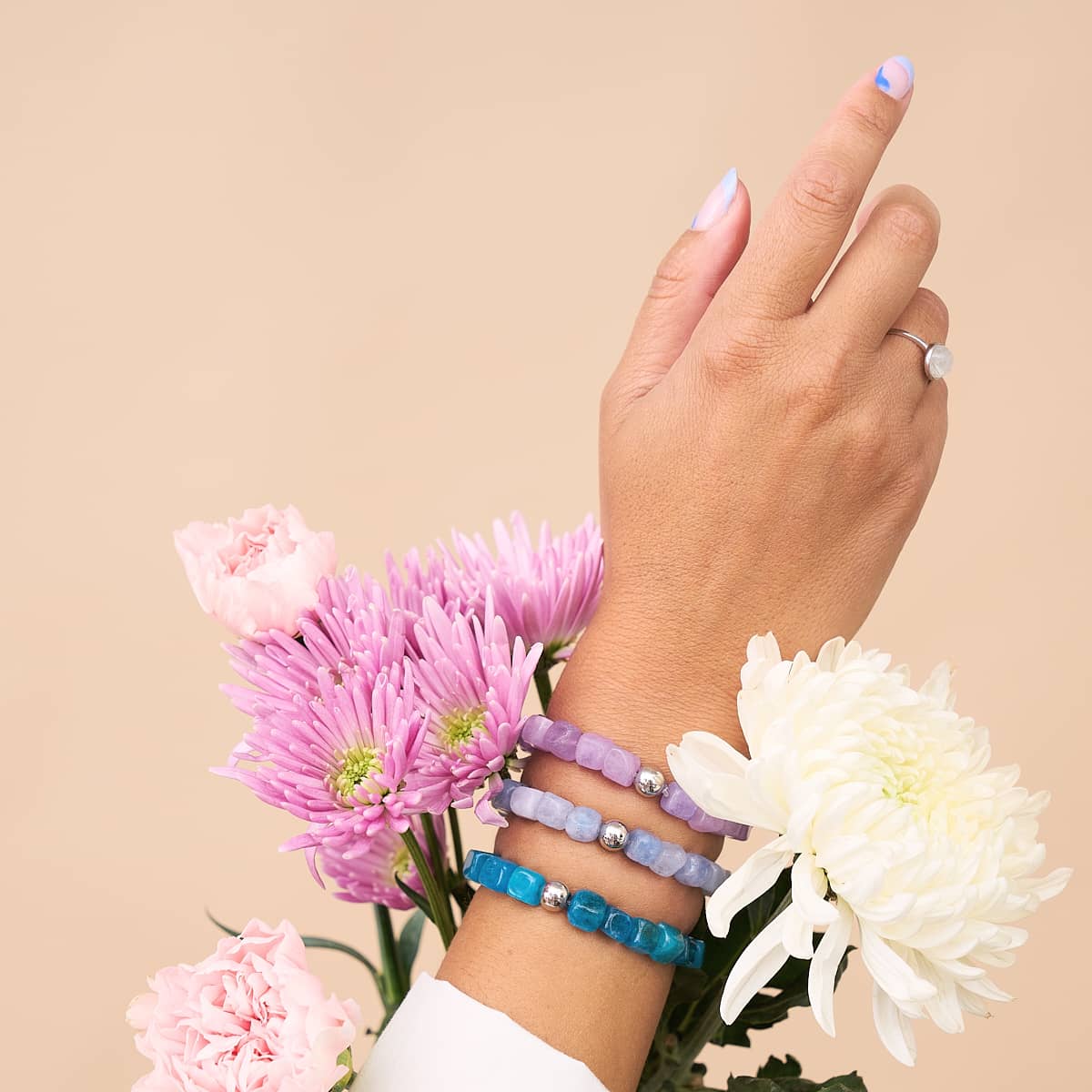 Lila Quarz | Silber | Edelstein-Kieselstein-Armband