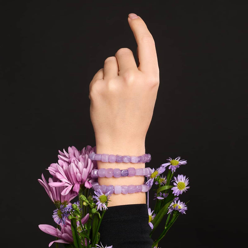 Lila Quarz | Silber | Edelstein-Kieselstein-Makramee-Armband