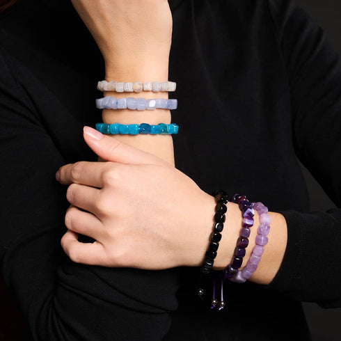 Lila Quarz | Silber | Edelstein-Kieselstein-Makramee-Armband