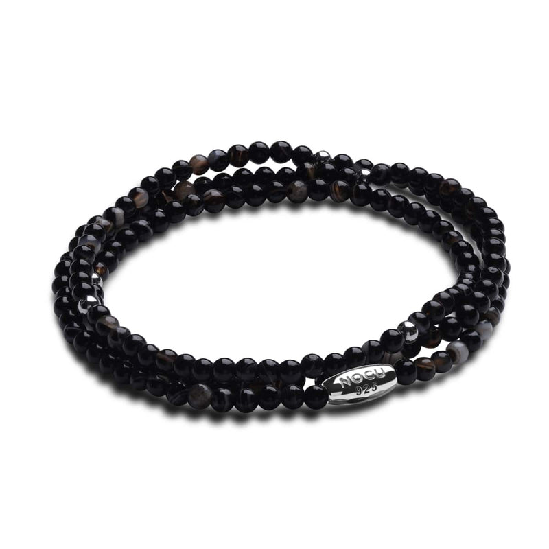 Schwarzer Linienachat | 925er Sterling | Edelstein-Wrap