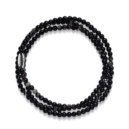 Schwarzer Linienachat | 925er Sterling | Edelstein-Wrap