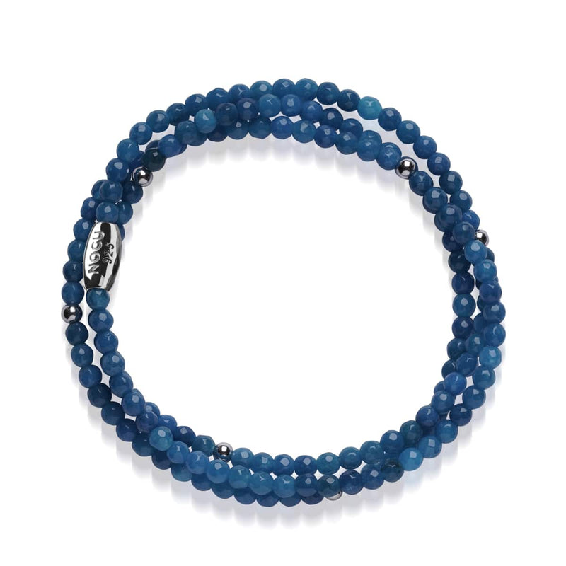 Blauer Achat | 925er Sterlingsilber | Edelstein-Wrap