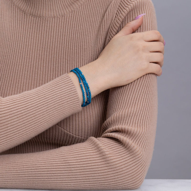Blauer Achat | 925er Sterlingsilber | Edelstein-Wrap