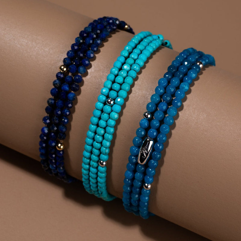 Blauer Achat | 925er Sterlingsilber | Edelstein-Wrap