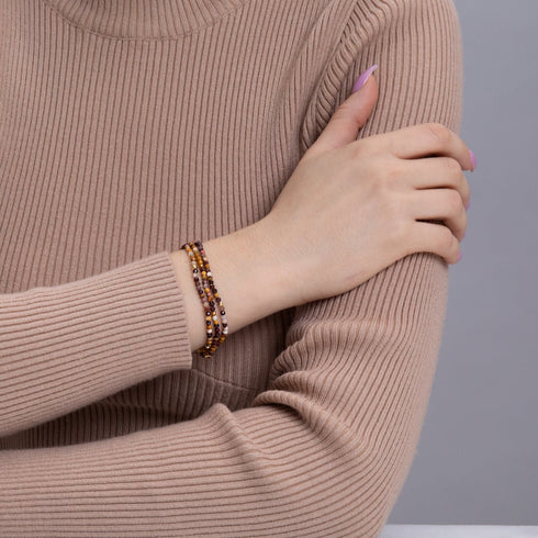 Grauer Linienachat | 925er Sterlinggold Vermeil | Edelstein-Wrap