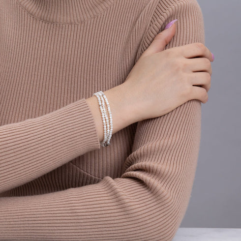 Perlmutt-Jaspis | 925er Sterlingsilber | Edelstein-Wrap