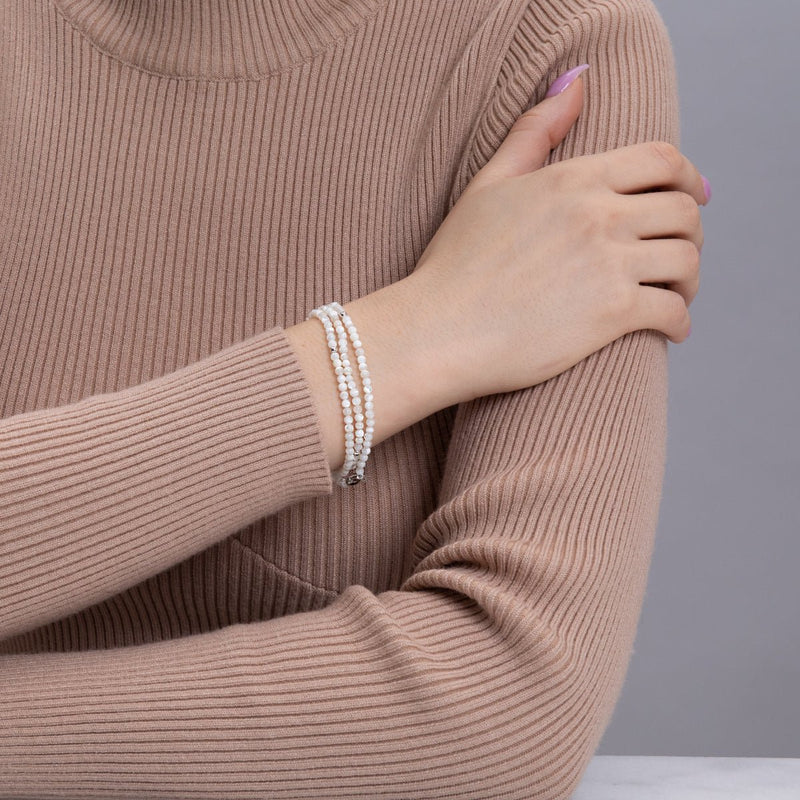 Perlmutt-Jaspis | 925er Sterlingsilber | Edelstein-Wrap