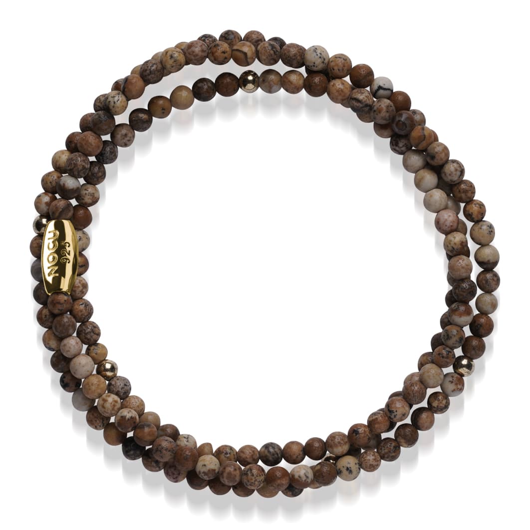 Bildjaspis | 925er Sterlinggold Vermeil | Edelstein-Wrap