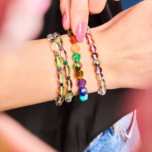 Regenbogenchakra | 7 Edelstein Geom Armband | Einhorn Silber