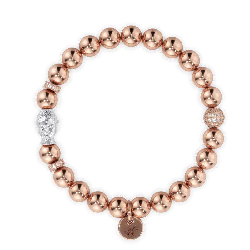18 Karat Roségold und Silber | Vergoldetes Buddha-Armband