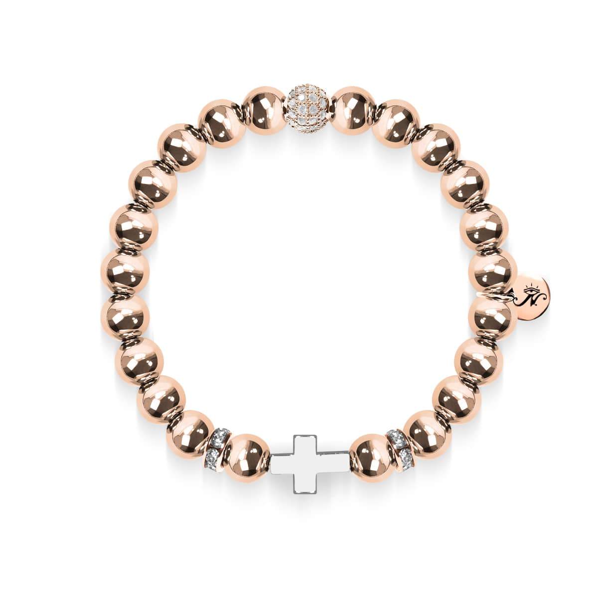 18 Karat Roségold und Silber | Vergoldetes Kreuzarmband