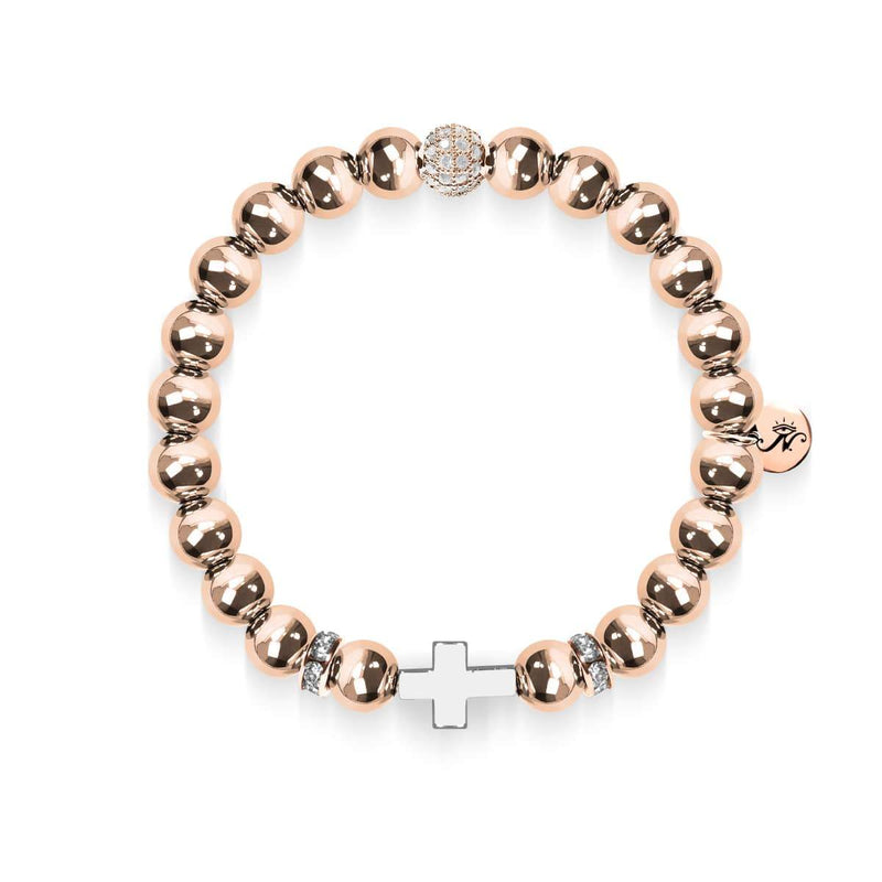18 Karat Roségold und Silber | Vergoldetes Kreuzarmband