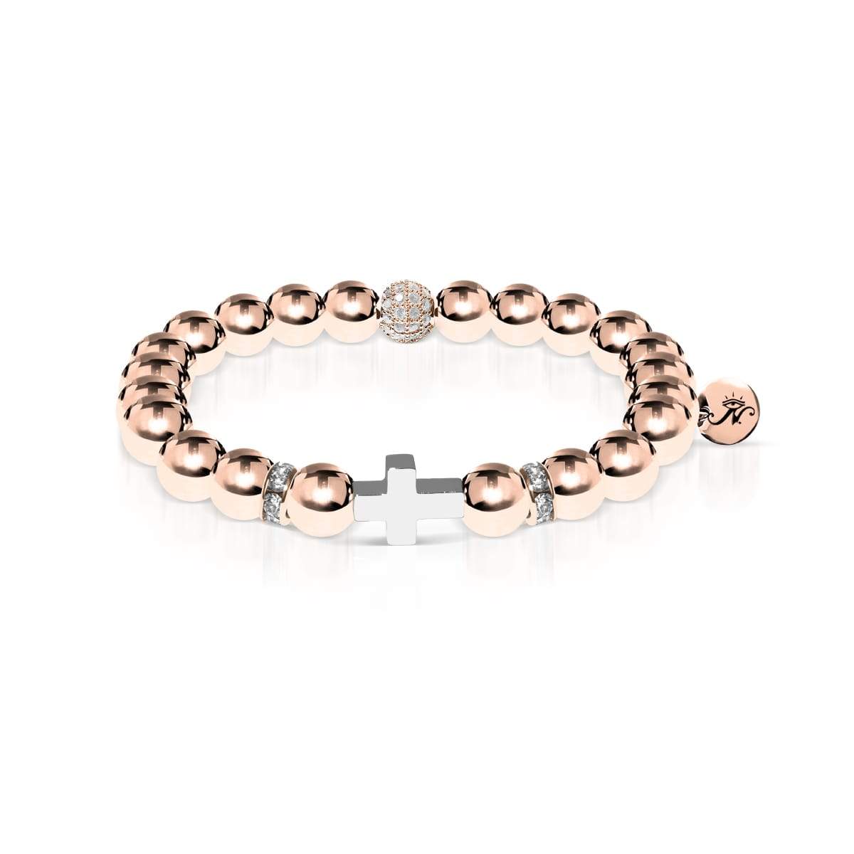 18 Karat Roségold und Silber | Vergoldetes Kreuzarmband