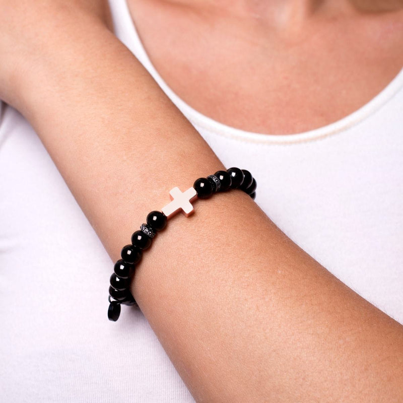 Rotguss und 18 Karat Roségold | Vergoldetes Kreuzarmband