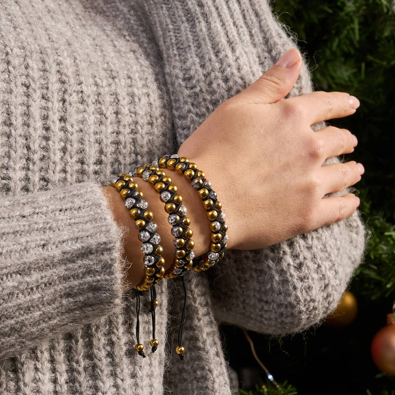 Gold Chrom x Weiß | Glitzerglas Doppelarmband