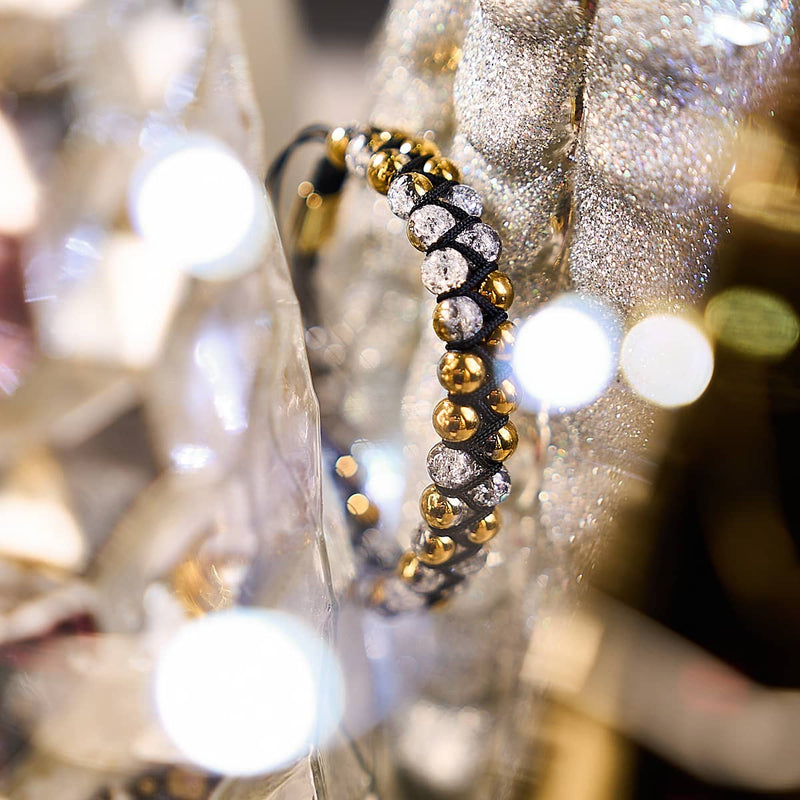 Gold Chrom x Weiß | Glitzerglas Doppelarmband