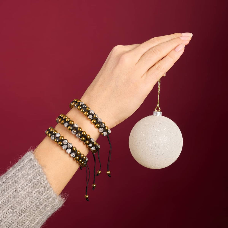 Gold Chrom x Weiß | Glitzerglas Doppelarmband