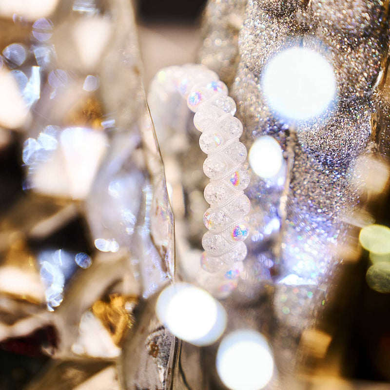 Marshmallow Chrom x Weiß | Glitzerglas Doppelarmband
