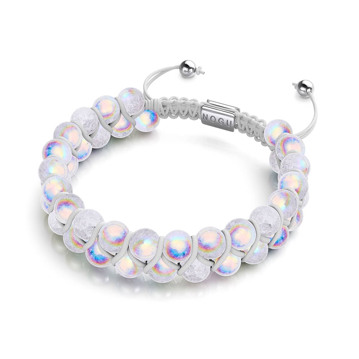 Marshmallow Chrom x Weiß | Glitzerglas Doppelarmband