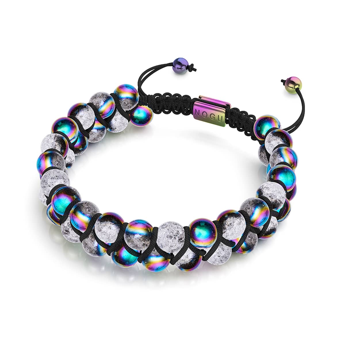 Mattes Einhorn Chrom x Weiß | Glitzerglas Doppelarmband