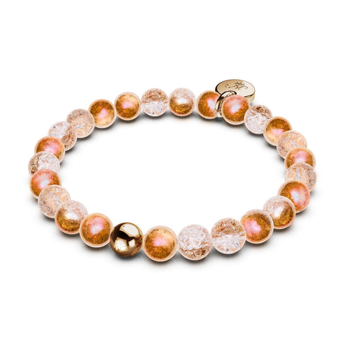 Armband aus Roséchrom und Karamell-Glitzerglas