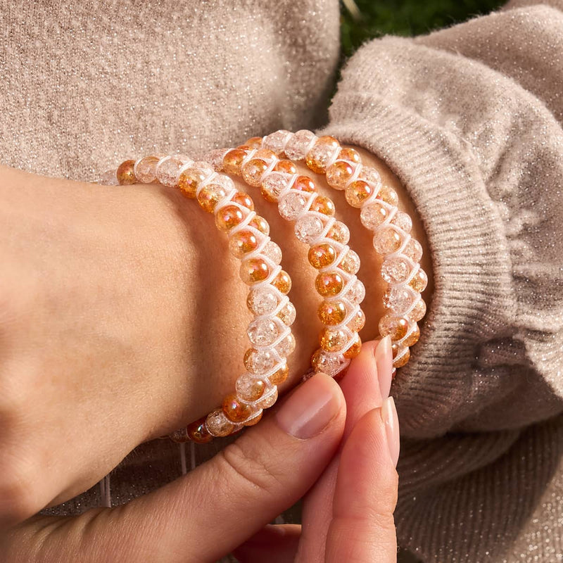 Rose Chrome x Karamell | Glitzerglas-Doppelarmband