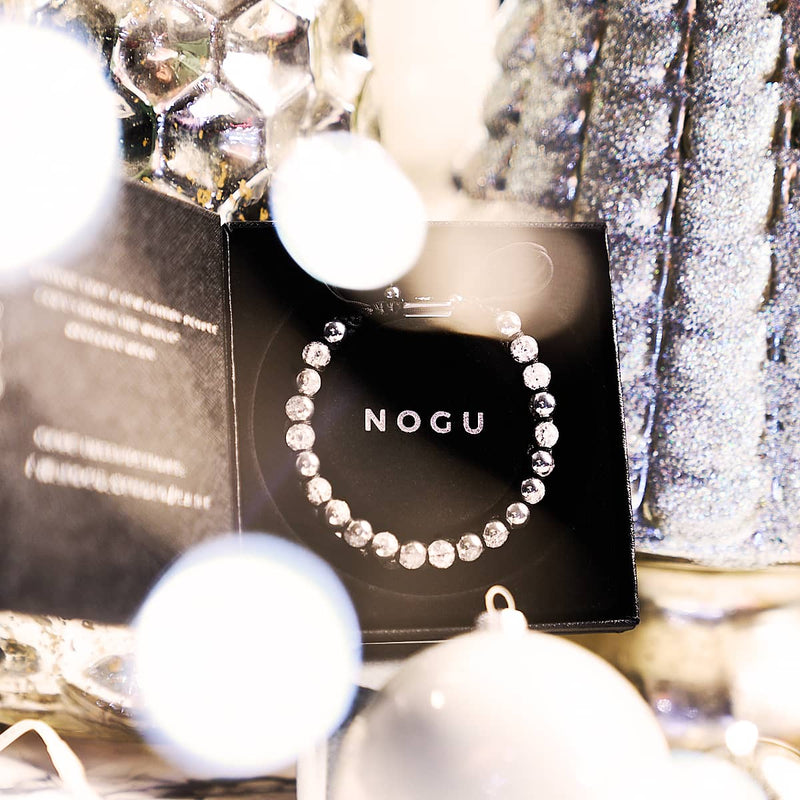 Silber Chrom x Weiß | Glitzerglas Doppelarmband