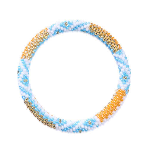 Goldene Schneeflocke | Himalaya-Glasperlenarmband