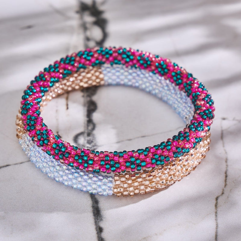 Himbeer-Dschungel | Himalaya-Glasperlenarmband